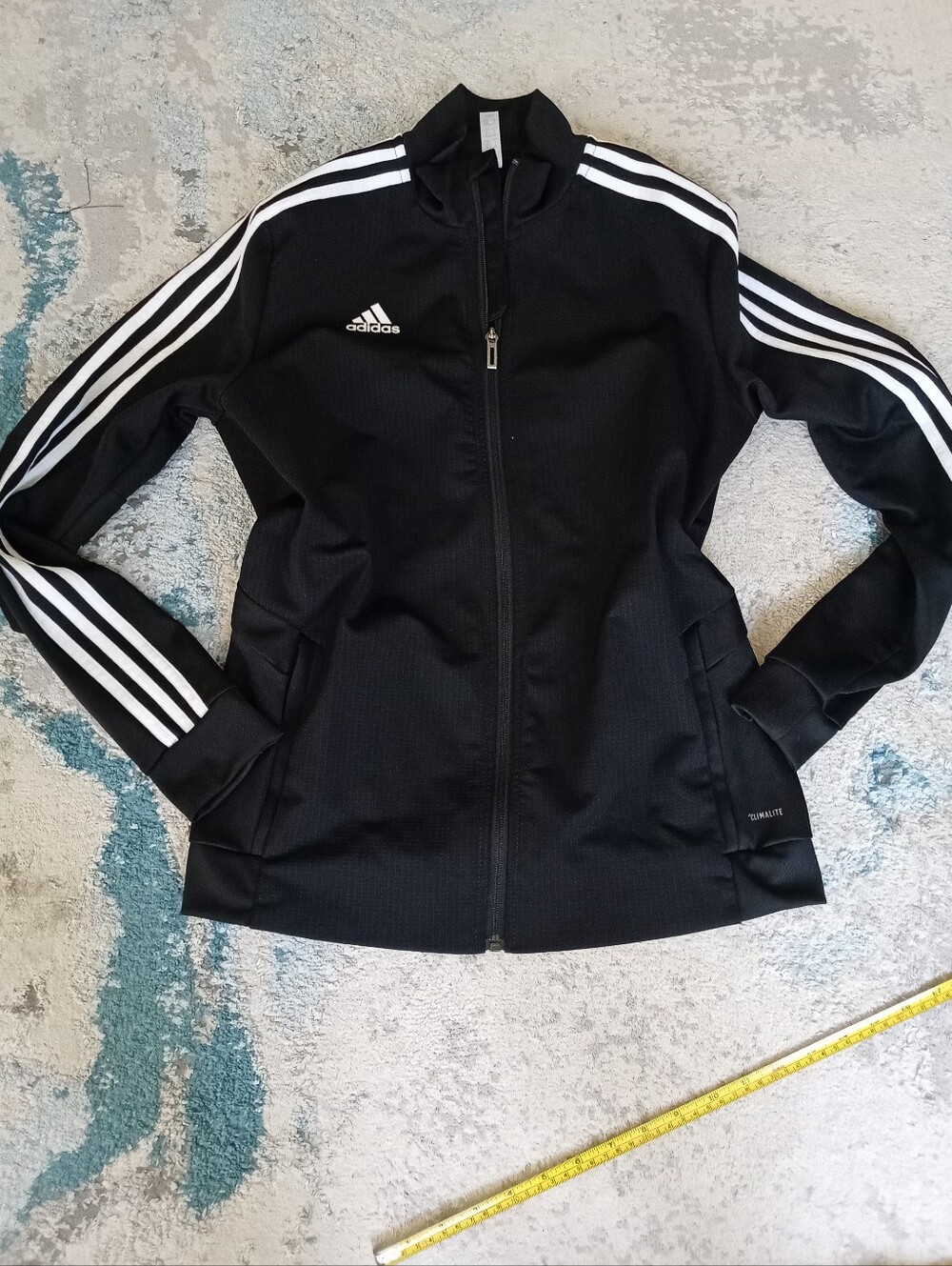 adidas Black Bomber-Style Track Jacket with White Stripes